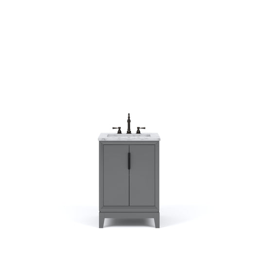 Water Creation EL24CW03CG-000TL1203 ELIZABETH 24"W x 34.25"H Cashmere Gray Single-Sink Vanity with Carrara White Marble Countertop + Faucets (F2-0012-03-TL)