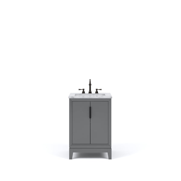 Water Creation EL24CW03CG-000TL1203 ELIZABETH 24W x 34.25H Cashmere Gray Single-Sink Vanity with Carrara White Marble Countertop + Faucets (F2-0012-03-TL)