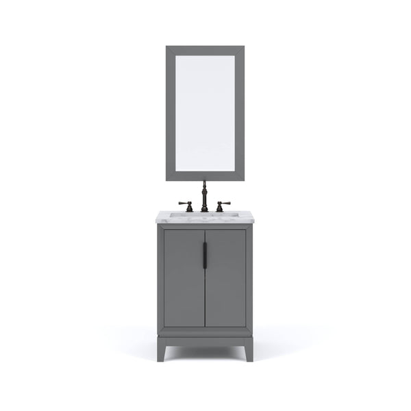 Water Creation EL24CW03CG-R21TL1203 ELIZABETH 24W x 34.25H Cashmere Gray Single-Sink Vanity with Carrara White Marble Countertop + Faucets & Mirror (F2-0012-03-TL)