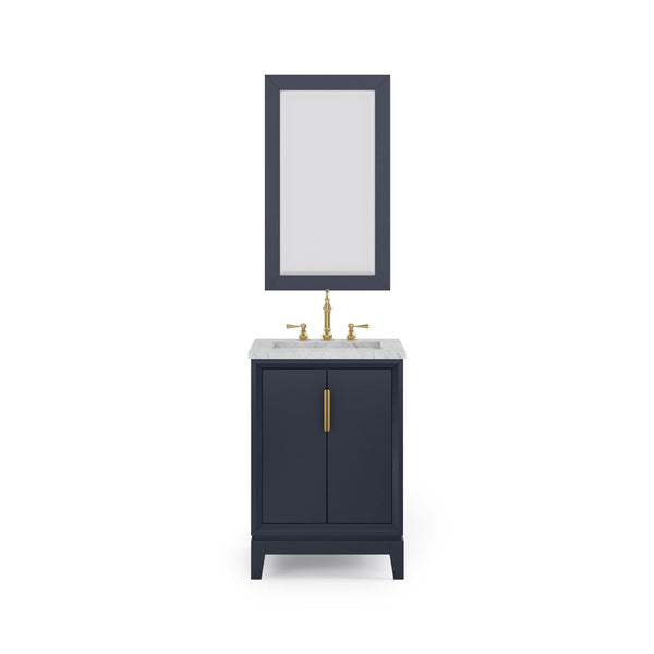 Water Creation EL24CW06MB-R21TL1206 ELIZABETH 24W x 34.25H Monarch Blue Single-Sink Vanity with Carrara White Marble Countertop + Faucets & Mirror (F2-0012-06-TL)