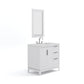 Water Creation EL36CW01PW-R21TL1201 ELIZABETH 36"W x 34.25"H Pure White Single-Sink Vanity with Carrara White Marble Countertop + Faucets & Mirror (F2-0012-01-TL)