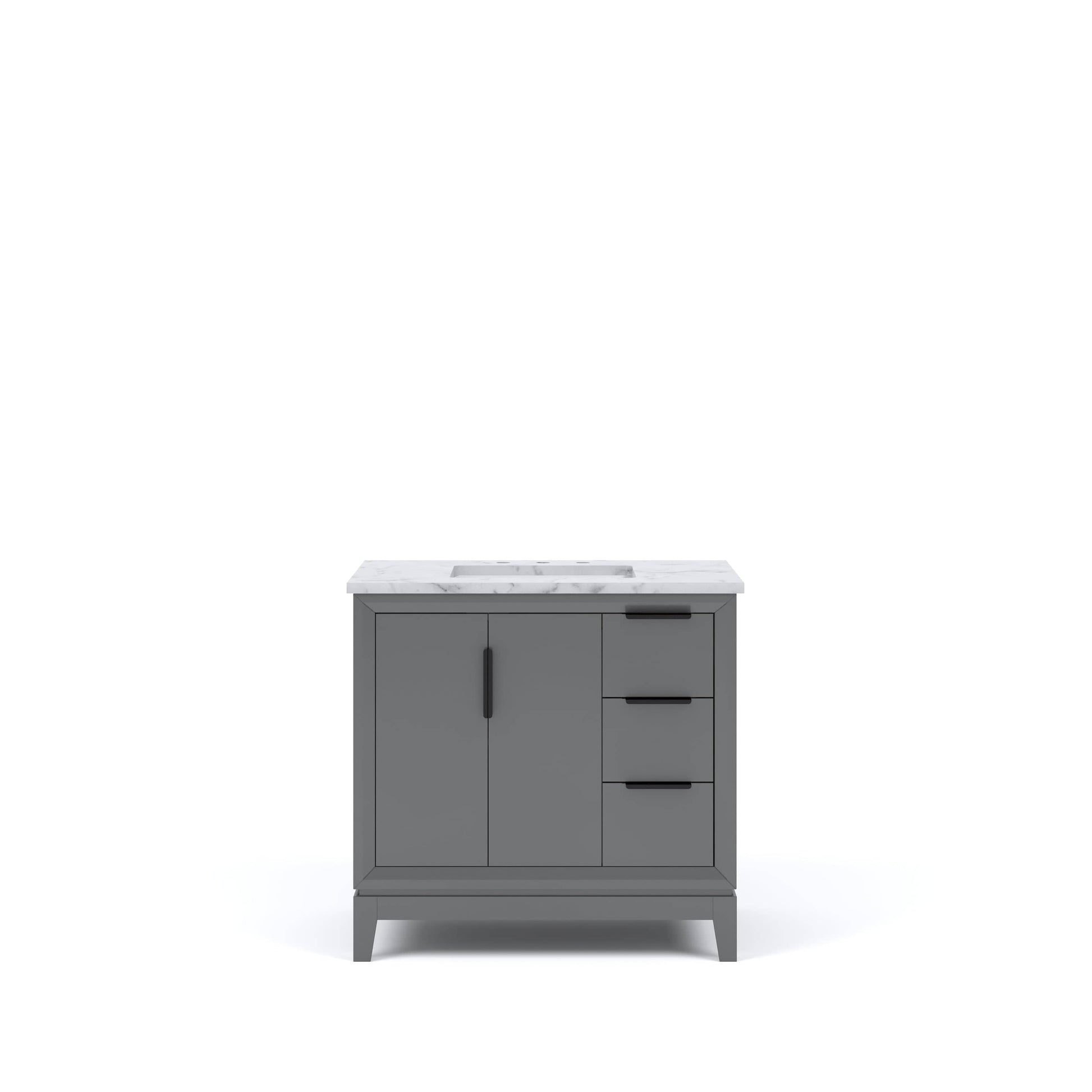 Water Creation EL36CW03CG-000000000 ELIZABETH 36"W x 34.25"H Cashmere Gray Single-Sink Vanity with Carrara White Marble Countertop (Vanity Only)