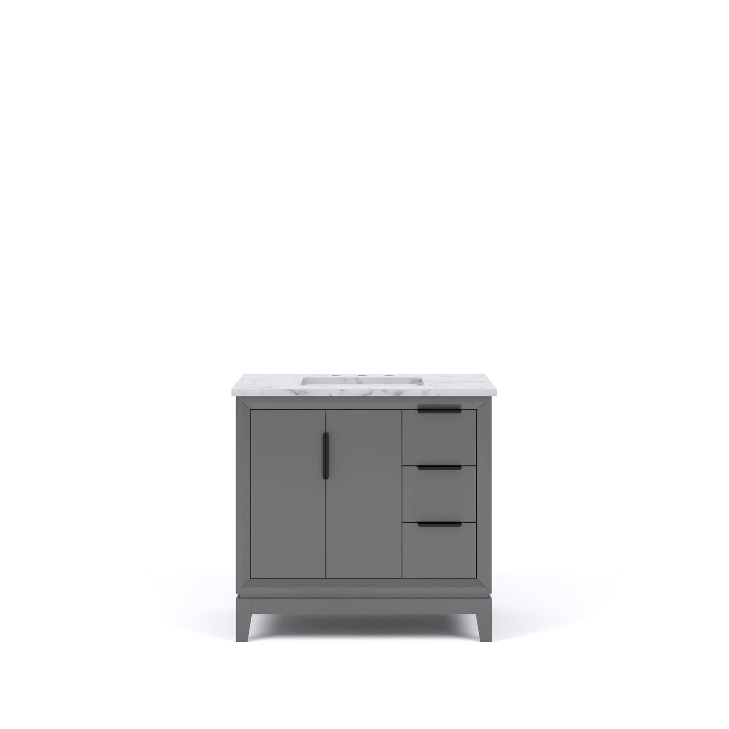 Water Creation EL36CW03CG-000000000 ELIZABETH 36"W x 34.25"H Cashmere Gray Single-Sink Vanity with Carrara White Marble Countertop (Vanity Only)