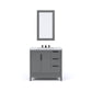 Water Creation EL36CW03CG-R21BX0903 ELIZABETH 36"W x 34.25"H Cashmere Gray Single-Sink Vanity with Carrara White Marble Countertop + Faucets & Mirror (F2-0009-03-BX)