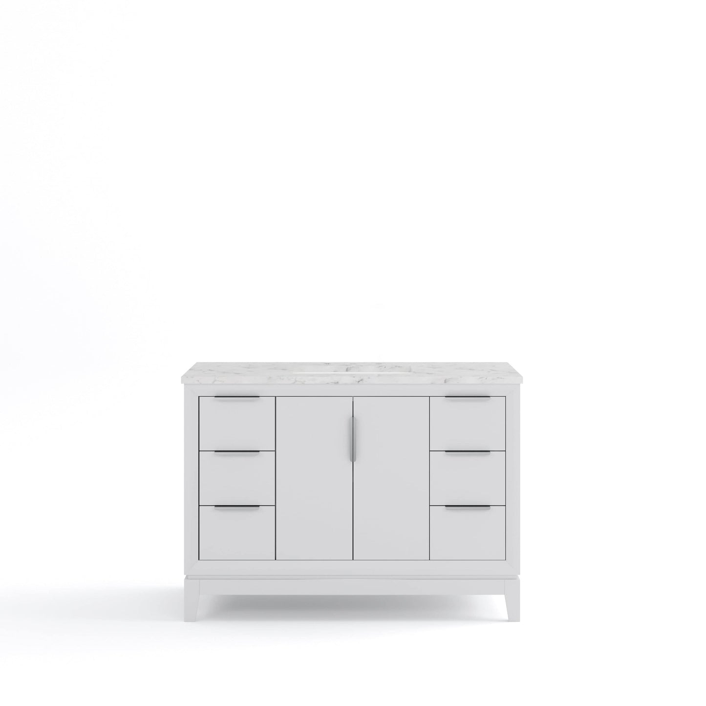 Water Creation EL48CW01PW-000000000 ELIZABETH 48"W x 34.25"H Pure White Single-Sink Vanity with Carrara White Marble Countertop (Vanity Only)