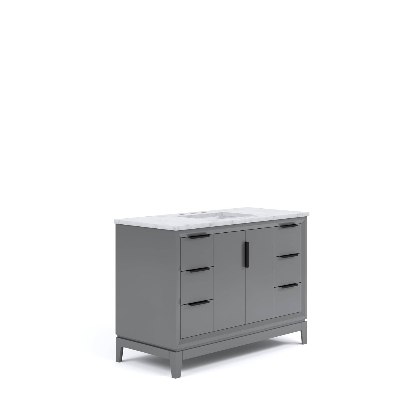 Water Creation EL48CW03CG-000000000 ELIZABETH 48"W x 34.25"H Cashmere Gray Single-Sink Vanity with Carrara White Marble Countertop (Vanity Only)