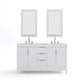 Water Creation EL60CW01PW-R21TL1201 ELIZABETH 60"W x 34.25"H Pure White Double-Sink Vanity with Carrara White Marble Countertop + Faucets & Mirror (F2-0012-01-TL)