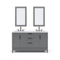 Water Creation EL60CW03CG-R21TL1203 ELIZABETH 60"W x 34.25"H Cashmere Gray Double-Sink Vanity with Carrara White Marble Countertop + Faucets & Mirror (F2-0012-03-TL)