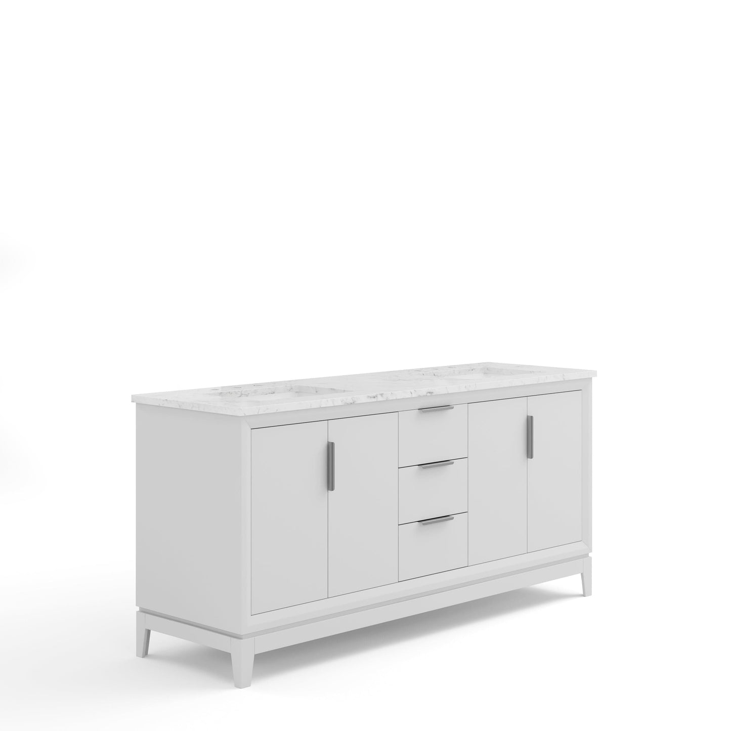 Water Creation EL72CW01PW-000000000 ELIZABETH 72"W x 34.25"H Pure White Double-Sink Vanity with Carrara White Marble Countertop (Vanity Only)