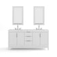 Water Creation EL72CW01PW-R21TL1201 ELIZABETH 72"W x 34.25"H Pure White Double-Sink Vanity with Carrara White Marble Countertop + Faucets & Mirror (F2-0012-01-TL)