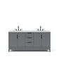 Water Creation EL72CW03CG-000TL1203 ELIZABETH 72"W x 34.25"H Cashmere Gray Double-Sink Vanity with Carrara White Marble Countertop + Faucets (F2-0012-03-TL)