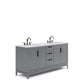 Water Creation EL72CW03CG-000TL1203 ELIZABETH 72"W x 34.25"H Cashmere Gray Double-Sink Vanity with Carrara White Marble Countertop + Faucets (F2-0012-03-TL)