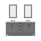 Water Creation EL72CW03CG-R21BX0903 ELIZABETH 72"W x 34.25"H Cashmere Gray Double-Sink Vanity with Carrara White Marble Countertop + Faucets & Mirror (F2-0009-03-BX)