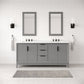 Water Creation EL72CW03CG-R21BX0903 ELIZABETH 72"W x 34.25"H Cashmere Gray Double-Sink Vanity with Carrara White Marble Countertop + Faucets & Mirror (F2-0009-03-BX)