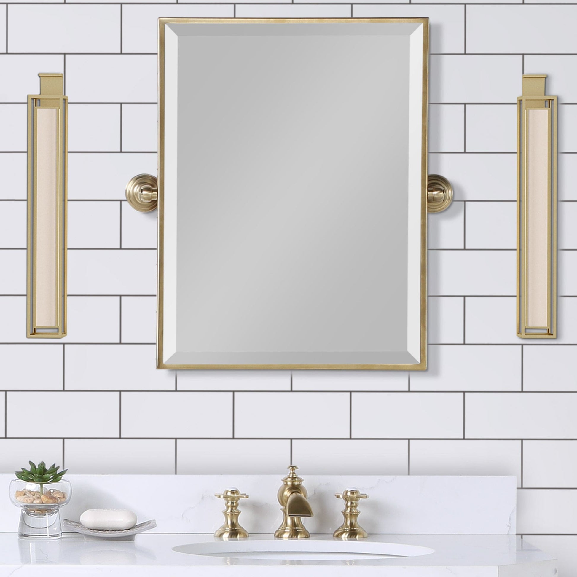 Water Creation EMPIRE-M-1824-06 Metal Retangular Mirror 18" X 24" In Gold Finish