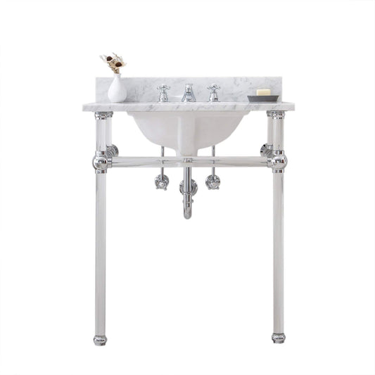 Water Creation EP30C-0100 EMPIRE 30"W x 34"H Single Washstand , P-Trap, and Countertop with Sink included, in Chrome Finish