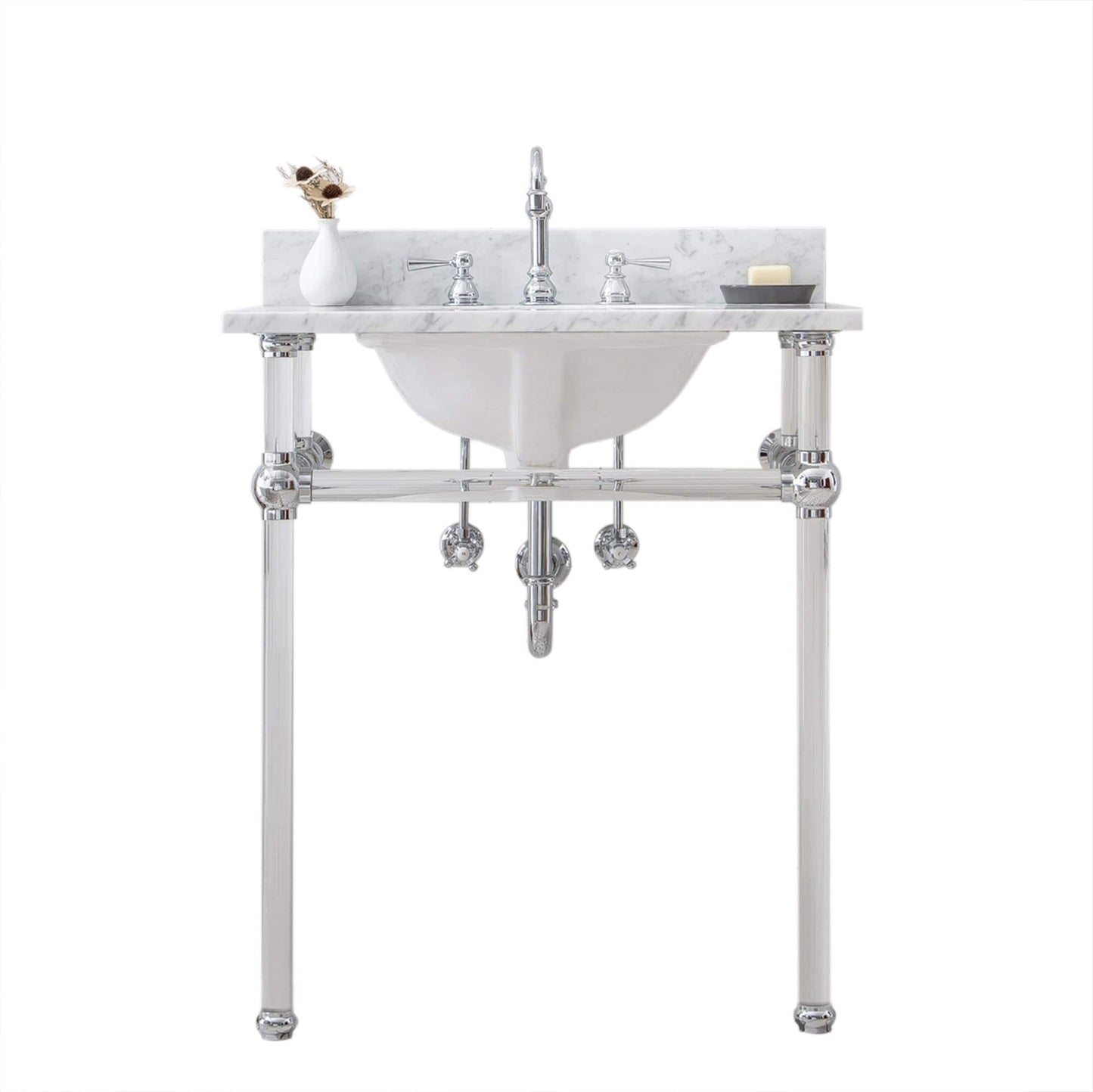 Water Creation EP30D-0112 EMPIRE 30"W x 34"H  Single Washstand , P-Trap, Countertop with Sink, and F2-0012 Faucet included, in Chrome Finish