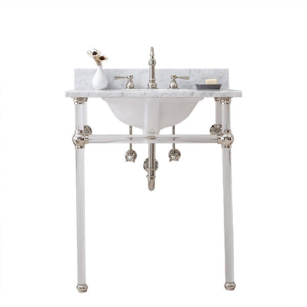 Water Creation EP30D-0512 EMPIRE 30W x 34H  Single Washstand , P-Trap, Countertop with Sink, and F2-0012 Faucet included, in Polished Nickel Finish