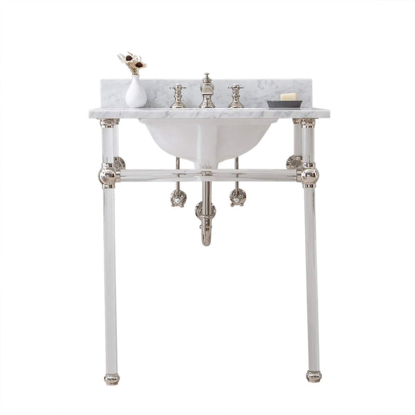 Water Creation EP30D-0513 EMPIRE 30W x 34H  Single Washstand , P-Trap, Countertop with Sink, and F2-0013 Faucet included, in Polished Nickel Finish