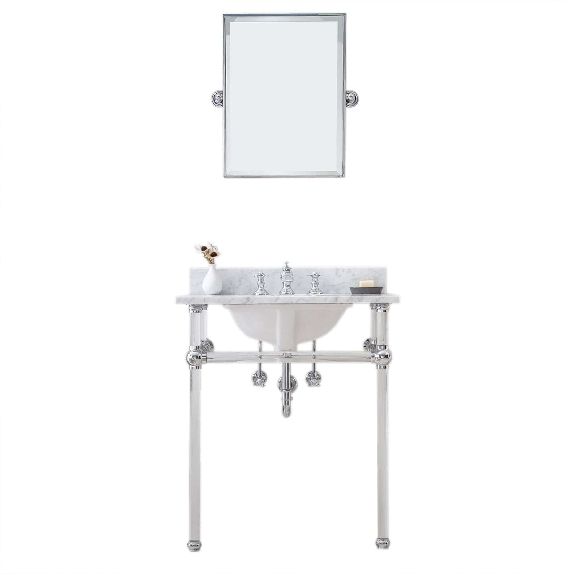 Water Creation EP30E-0113 EMPIRE 30"W x 34"H  Single Washstand , P-Trap, Countertop with Sink, F2-0013 Faucet and Mirror included, in Chrome Finish