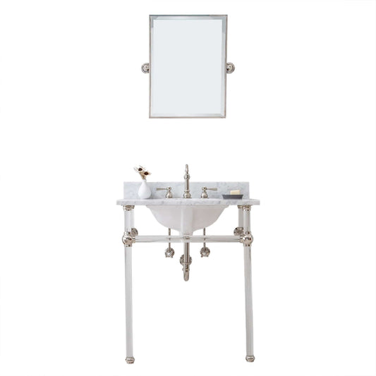 Water Creation EP30E-0512 EMPIRE 30"W x 34"H Single Washstand , P-Trap, Countertop with Sink, F2-0012 Faucet and Mirror included, in Polished Nickel Finish
