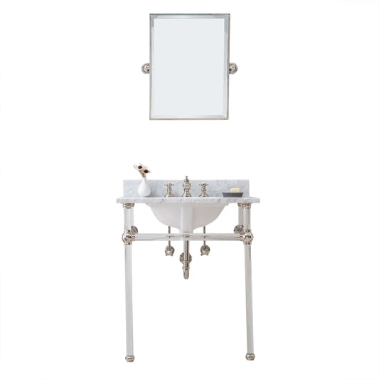 Water Creation EP30E-0513 EMPIRE 30"W x 34"H Single Washstand , P-Trap, Countertop with Sink, F2-0013 Faucet and Mirror included, in Polished Nickel Finish