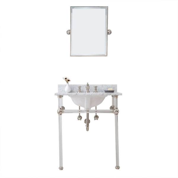 Water Creation EP30E-0513 EMPIRE 30W x 34H  Single Washstand , P-Trap, Countertop with Sink, F2-0013 Faucet and Mirror included, in Polished Nickel Finish