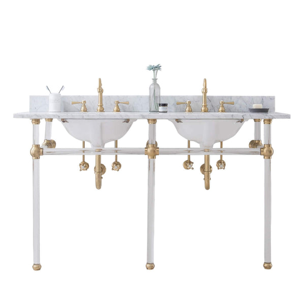 Water Creation EP60C-0600 EMPIRE 60W x 34H  Double Washstand , P-Trap, and Countertop with Sink included, in Satin Gold Finish