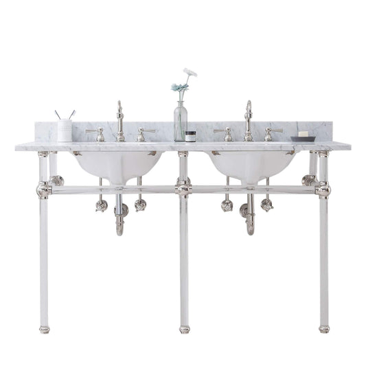 Water Creation EP60D-0512 EMPIRE 60"W x 34"H  Double Washstand , P-Trap, Countertop with Sink, and F2-0012 Faucet included, in Polished Nickel Finish