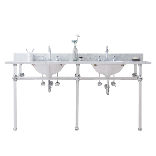 Water Creation EP72D-0112 EMPIRE 72W x 34H  Double Washstand , P-Trap, Countertop with Sink, and F2-0012 Faucet included, in Chrome Finish