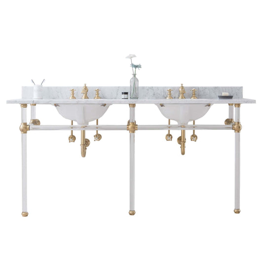 Water Creation EP72D-0613 EMPIRE 72"W x 34"H Double Washstand , P-Trap, Countertop with Sink, and F2-0013 Faucet included, in Satin Gold Finish