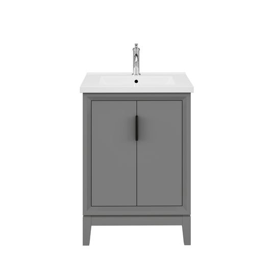 Water Creation ES24CR01CG-000000000 ELISE 24.5"W x 34.5"H Cashmere Gray Integrated Ceramic Sink Vanity (Vanity Only)