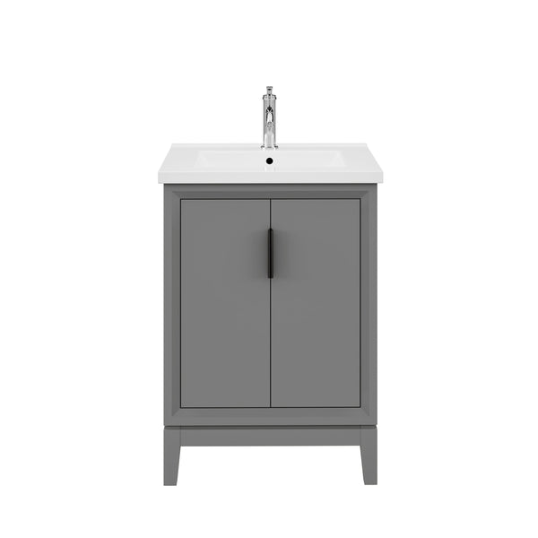 Water Creation ES24CR01CG-000000000 ELISE 24.5W x 34.5H Cashmere Gray Integrated Ceramic Sink Vanity (Vanity Only)