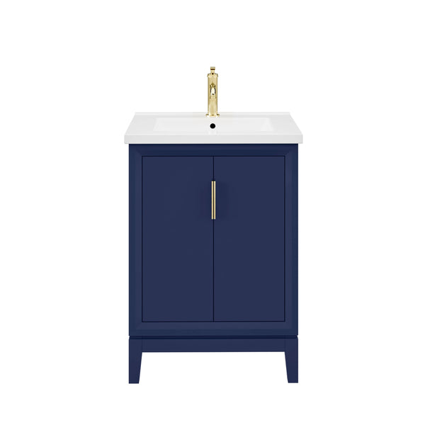 Water Creation ES24CR06MB-000NH0106 ELISE 24.5W x 34.5H Monarch Blue Integrated Ceramic Sink Vanity + Modern Single Faucet