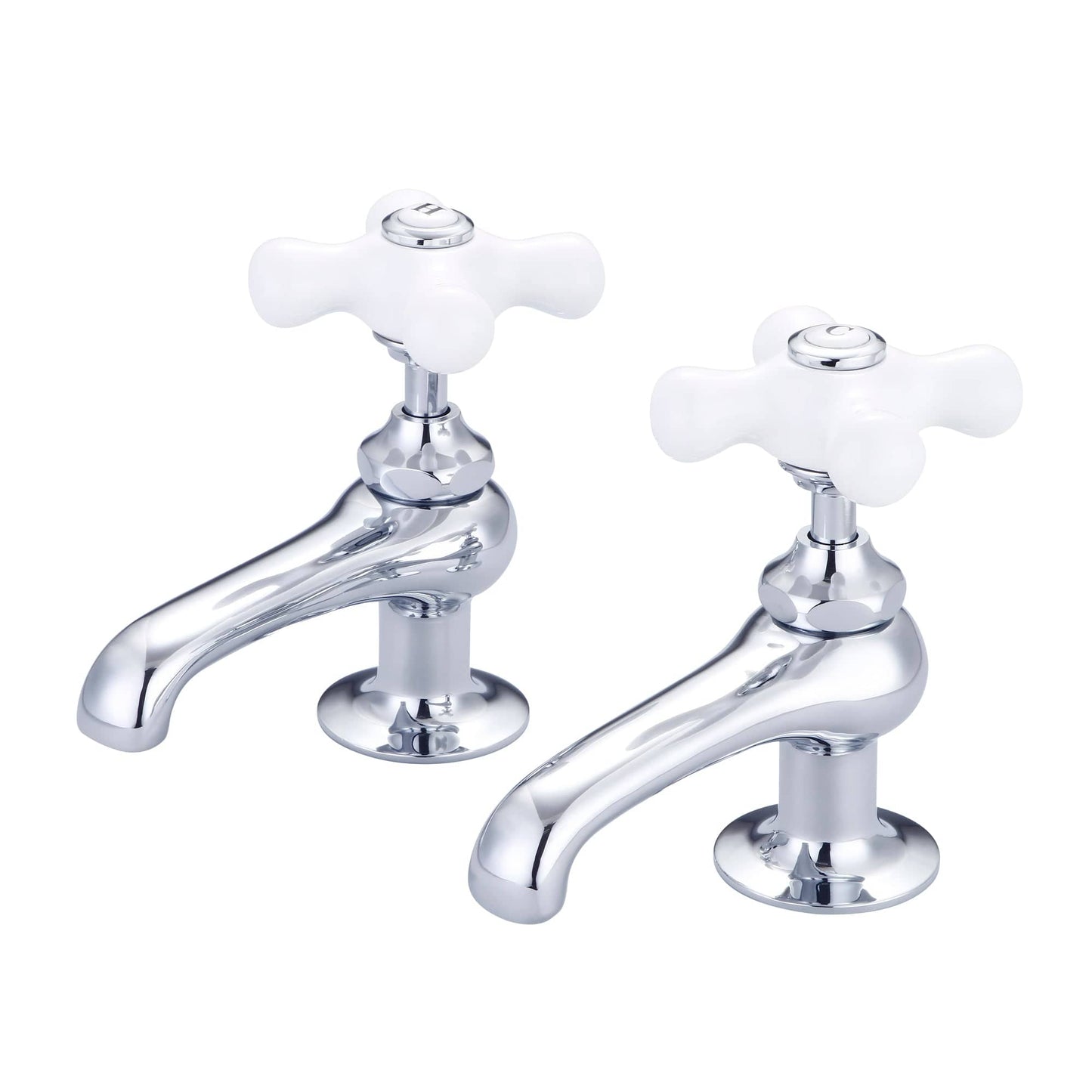 Water Creation F1-0003-01-PX Vintage Classic Basin Cocks Bathroom Faucets in Chrome Finish, With Porcelain Cross Handles, Hot And Cold Labels Included