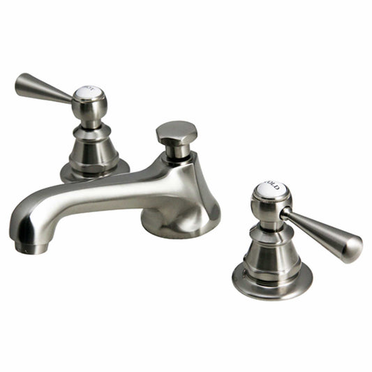 Water Creation F2-0009-02-TL American 20th Century Classic Widespread Bathroom F2-0009 Faucets With Pop-Up Drain in Brushed Nickel Finish, With Torch Lever Handles, Hot And Cold Labels Included