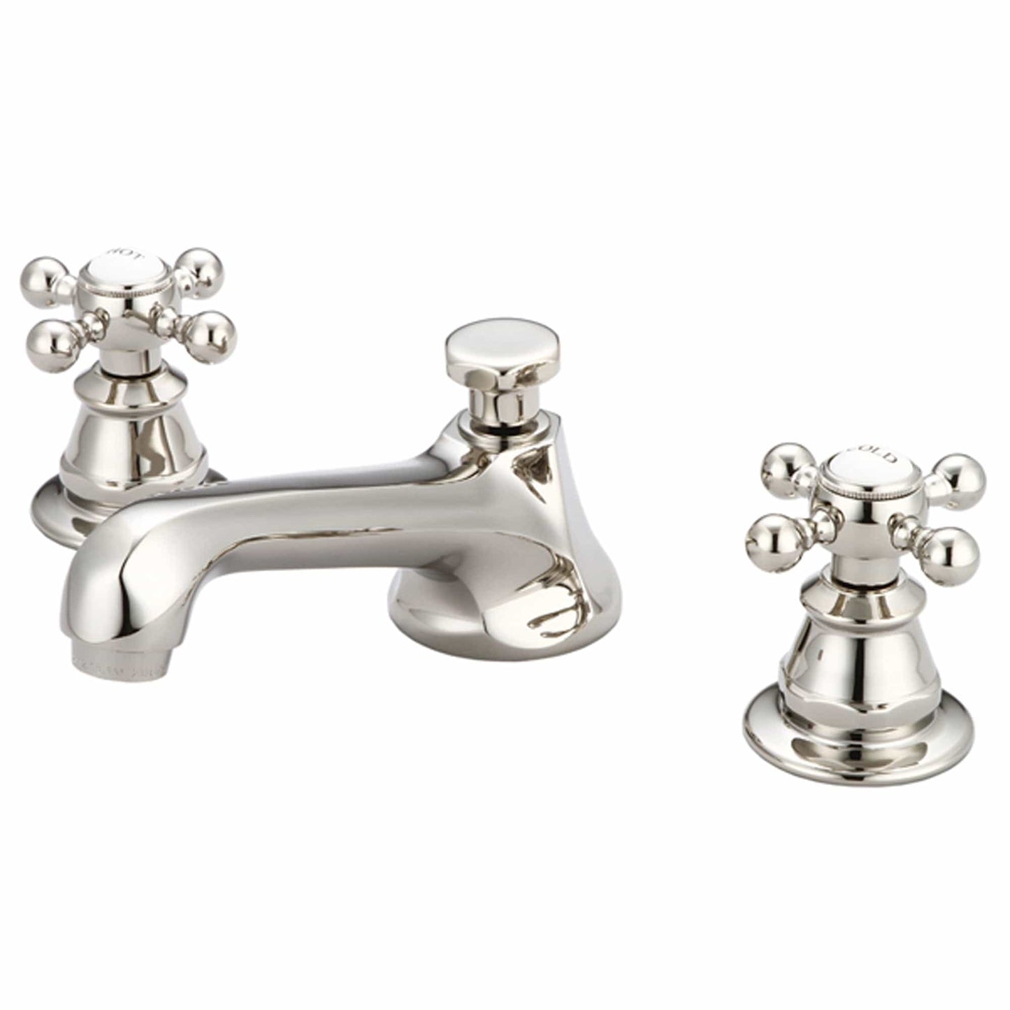 Water Creation F2-0009-05-BX American 20th Century Classic Widespread Bathroom F2-0009 Faucets With Pop-Up Drain in Polished Nickel Finish, With Metal Cross Handles, Hot And Cold Labels Included