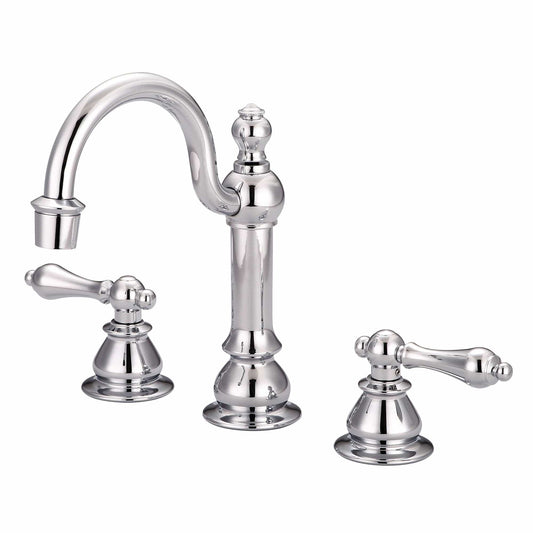 Water Creation F2-0012-01-AL American 20th Century Classic Widespread Bathroom F2-0012 Faucets With Pop-Up Drain in Chrome Finish, With Metal Lever Handles