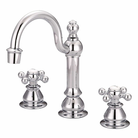 Water Creation F2-0012-01-BX American 20th Century Classic Widespread Bathroom F2-0012 Faucets With Pop-Up Drain in Chrome Finish, With Metal Lever Handles, Hot And Cold Labels Included