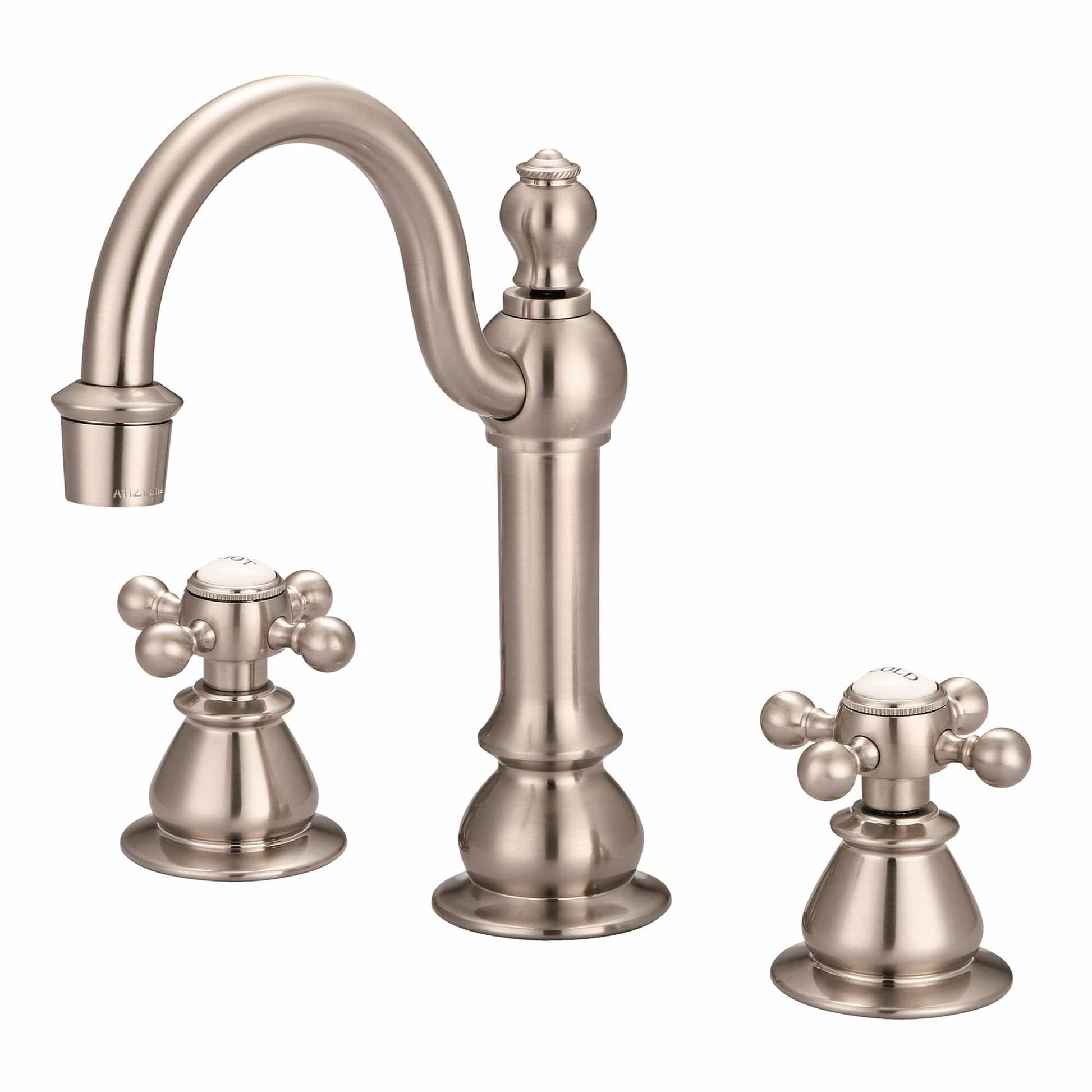 Water Creation F2-0012-02-BX American 20th Century Classic Widespread Bathroom F2-0012 Faucets With Pop-Up Drain in Brushed Nickel Finish, With Metal Lever Handles, Hot And Cold Labels Included