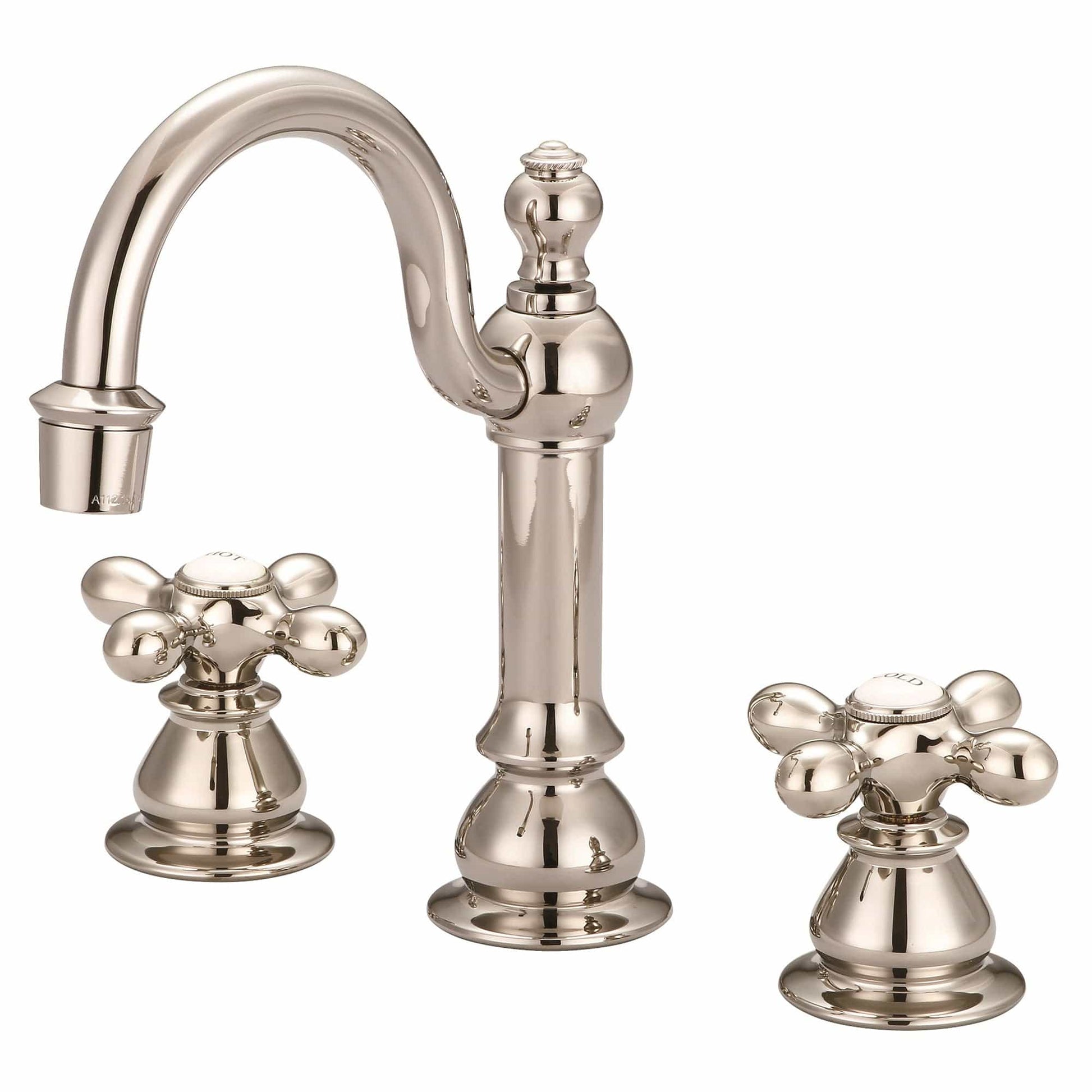 Water Creation F2-0012-05-AX American 20th Century Classic Widespread Bathroom F2-0012 Faucets With Pop-Up Drain in Polished Nickel Finish, With Metal Cross Handles, Hot And Cold Labels Included