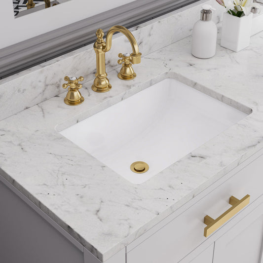 Water Creation F2-0012-06-BX American 20th Century Classic Widespread Bathroom F2-0012 Faucets With Pop-Up Drain in Satin Gold Finish, With Metal Lever Handles, Hot And Cold Labels Included