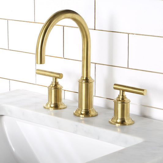 Water Creation F2-0014-06-BL Water Creation Modern Gooseneck Spout Widespread Faucet F2-0014 in Satin Gold PVD