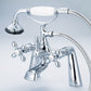 Water Creation F6-0003-01-AX Vintage Classic 7" Spread Deck Mount Tub Faucet With Handheld Shower in Chrome Finish, With Metal Lever Handles, Hot And Cold Labels Included