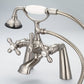 Water Creation F6-0003-02-AX Vintage Classic 7" Spread Deck Mount Tub Faucet With Handheld Shower in Brushed Nickel Finish, With Metal Lever Handles, Hot And Cold Labels Included