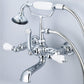 Water Creation F6-0010-01-PL Vintage Classic 7" Spread Wall Mount Tub Faucet With Straight Wall Connector & Handheld Shower in Chrome Finish, With Porcelain Lever Handles Without labels