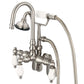 Water Creation F6-0011-02-CL Vintage Classic Adjustable Spread Wall Mount Tub Faucet With Gooseneck Spout, Swivel Wall Connector & Handheld Shower in Brushed Nickel Finish, With Porcelain Lever Handles, Hot And Cold Labels Included