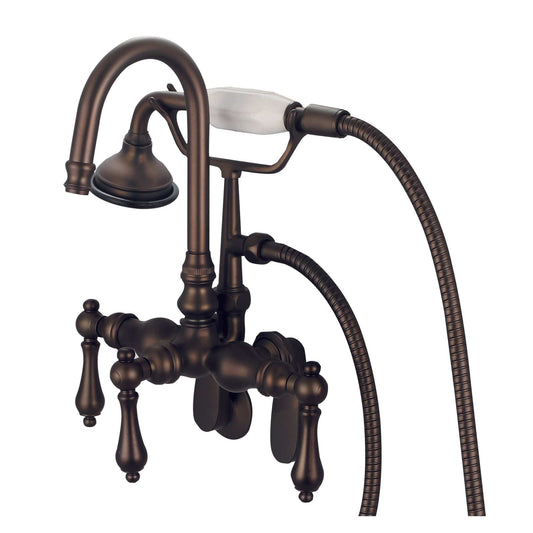 Water Creation F6-0011-03-AL Vintage Classic Adjustable Spread Wall Mount Tub Faucet With Gooseneck Spout, Swivel Wall Connector & Handheld Shower in Oil Rubbed Bronze Finish, With Metal Lever Handles Without Labels