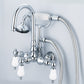 Water Creation F6-0012-01-PL Vintage Classic 3.375" Center Wall Mount Tub Faucet With Gooseneck Spout, Straight Wall Connector & Handheld Shower in Chrome Finish, With Porcelain Lever Handles Without labels