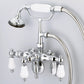 Water Creation F6-0018-01-PL Vintage Classic Adjustable Center Wall Mount Tub Faucet With Down Spout, Swivel Wall Connector & Handheld Shower in Chrome Finish, With Porcelain Lever Handles Without labels